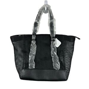 Fabletics Sunburst Tote Beach Bag Mesh Black Large Bag NEW Pool Beach Lake